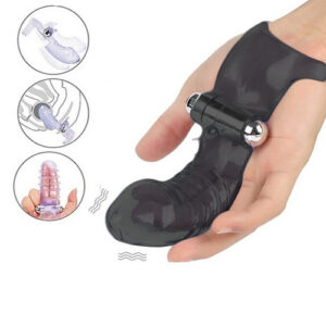 Capa Para Dedos em Silicone com Vibrador Estimulador Clitoriano e Capsula Ponto G com 10 vibrações - FV011