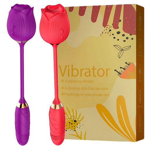 Vibrador Duplo Formato De Rosa E Penetrador De Vai E Vem Com 10 Modos Vibração Rs037 