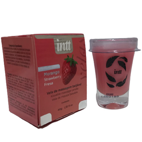 Vela Hidratante Beijável para Massagem de Morango 40g  - IN0263