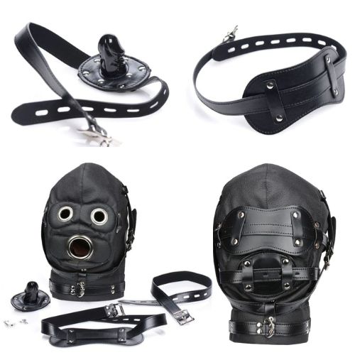 Capuz com Mordaça em Formato de Pênis, Venda Olhos - SD007