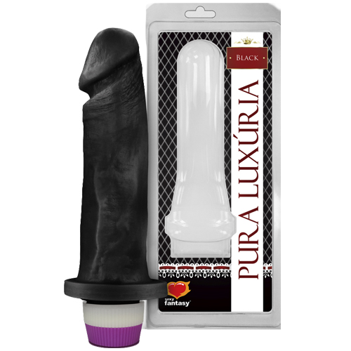 Pênis Realístico Preto sem Escroto com Vibro - 18 x 4,5 cm - PCP014