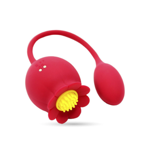 Vibrador Duplo Formato de Rosa com Penetrador, Aplicativo Mundial - RS042