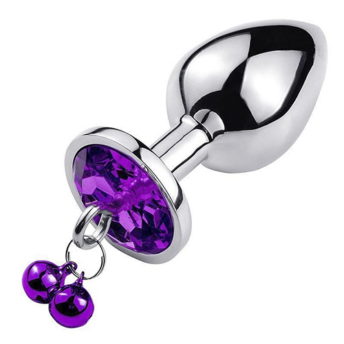 Plug Anal G Metal Cromado Cônico Liso com Pedras Tipo Diamante em Acrílico com Sino - MPA1311G