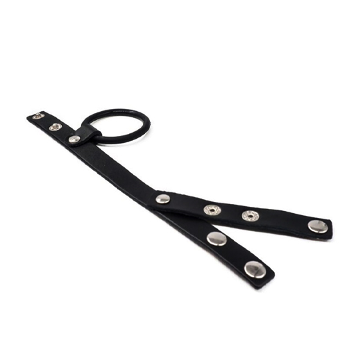 Anel em Couro Sintetico e Silicone com Detalhes em Metal para Retração Testicular - CK013