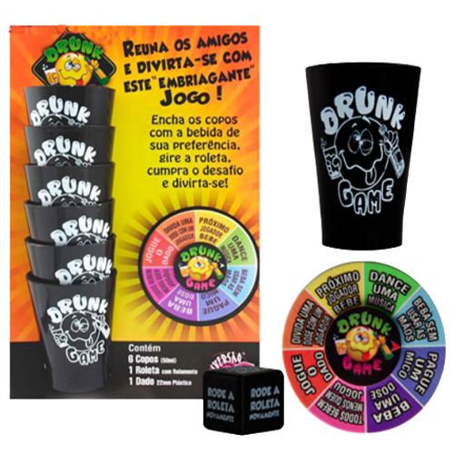 Jogo Roleta Drunk Game Com 06 Copos Diversão Ao Cubo - DG01
