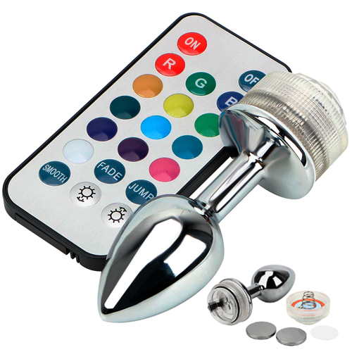 Plug Anal em Aço com Luz Led 13 Cores e Controle Remoto - AP1802Led