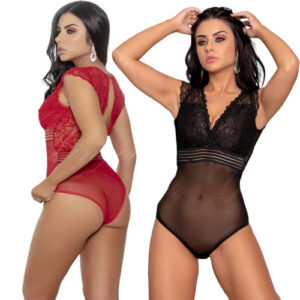 Body Sensual em Tulle e Renda de Alto Relevo - Y7014