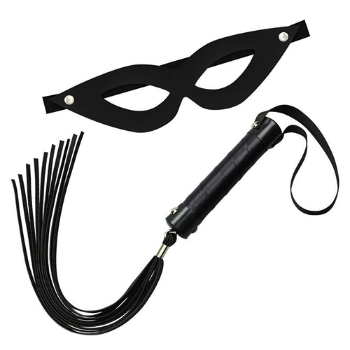 Kit Chicote em Tiras de 35 cm e Máscara Tiazinha Couro Sintético - 904